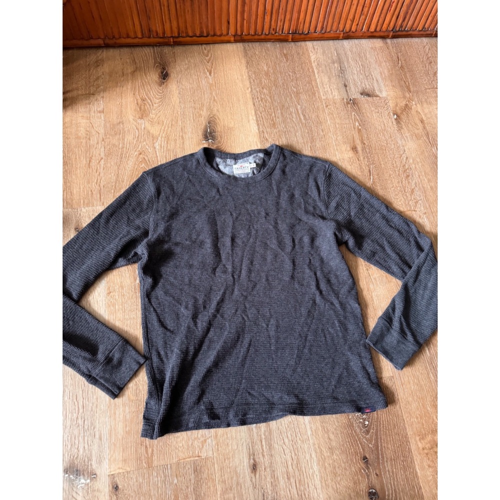 Faherty‎ Charcoal Gray Organic Cotton Thermal Waffle Knit Top Size M